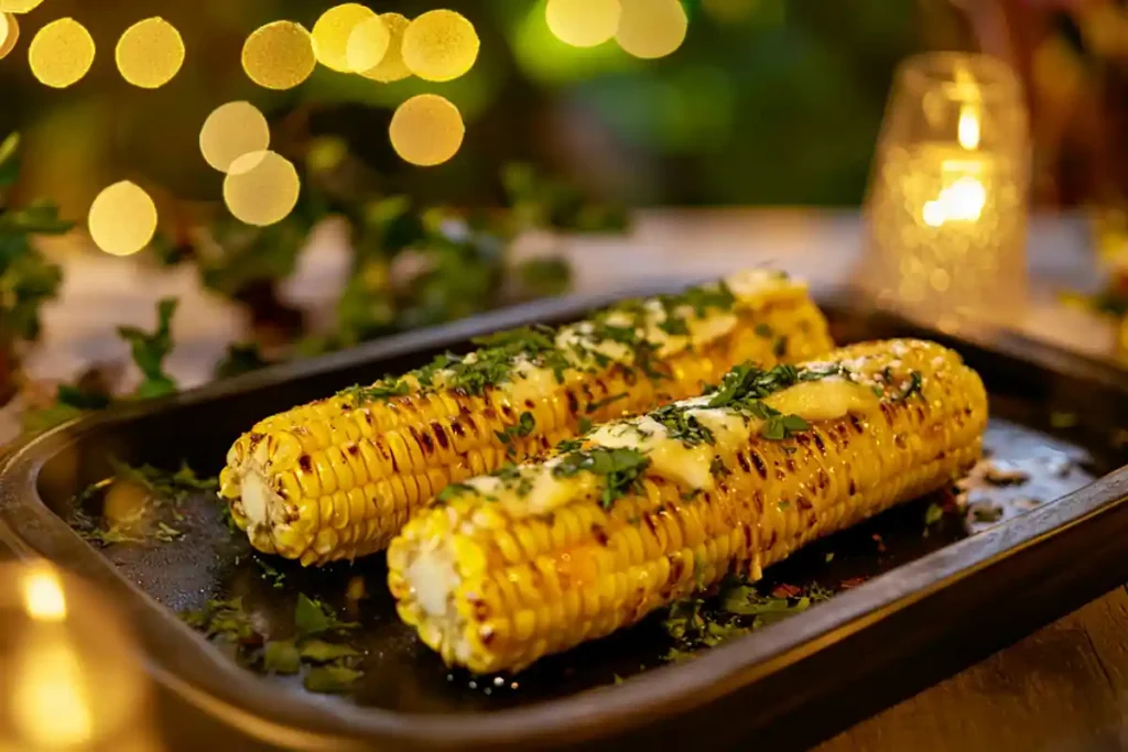 Served frozen corn on the cob Instant Pot recipe on platter