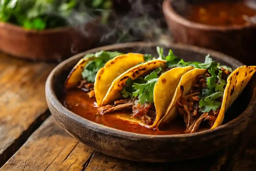Instant Pot birria recipe tacos with consommé