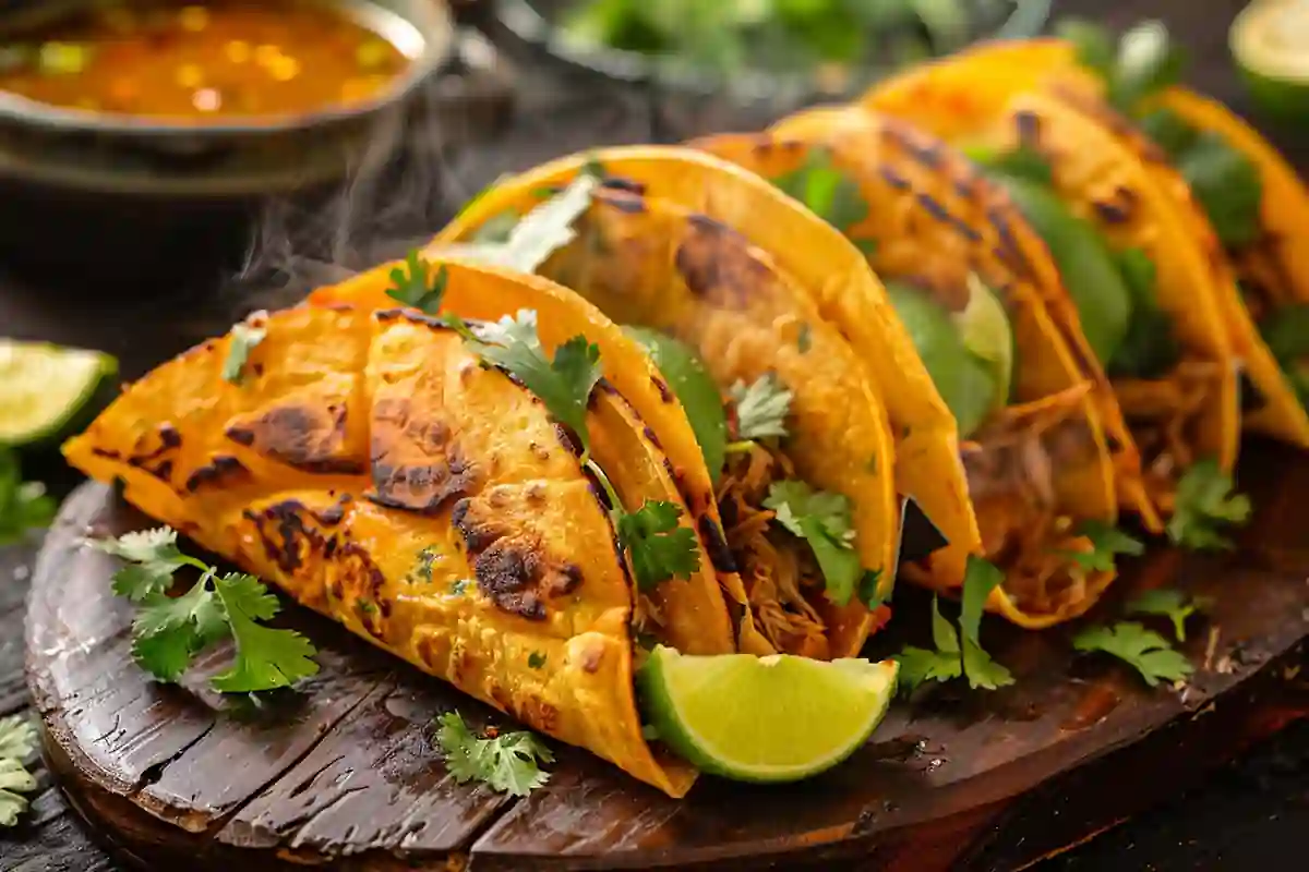 Instant Pot Birria Tacos with consommé and garnishes