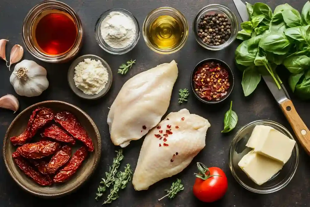 marry me chicken instant pot ingredients flat lay