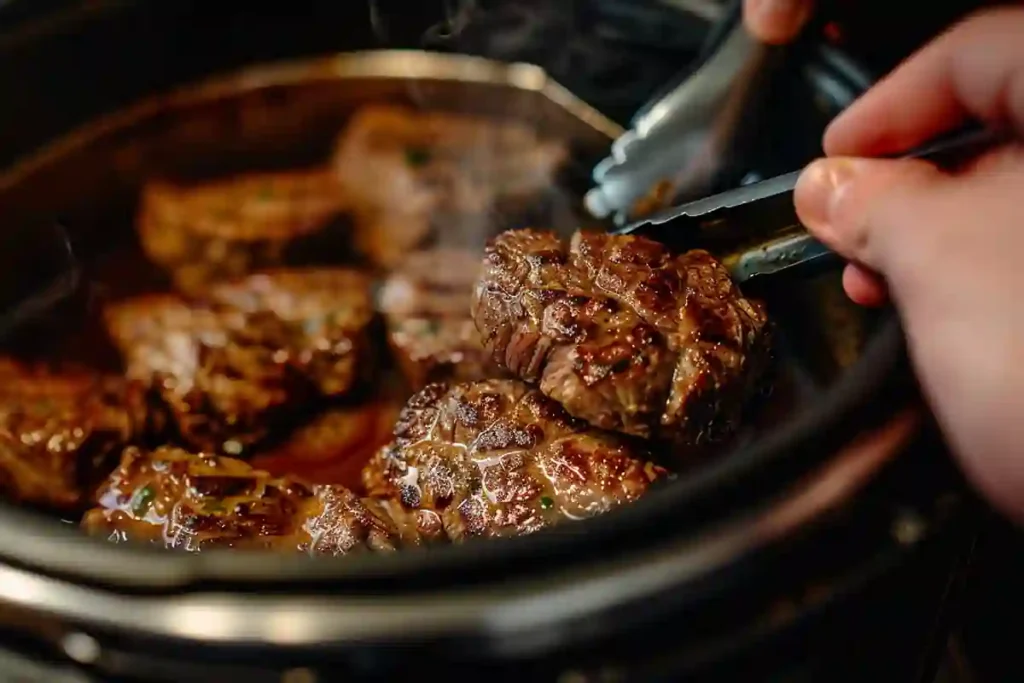 Searing beef for Instant Pot Birria Tacos