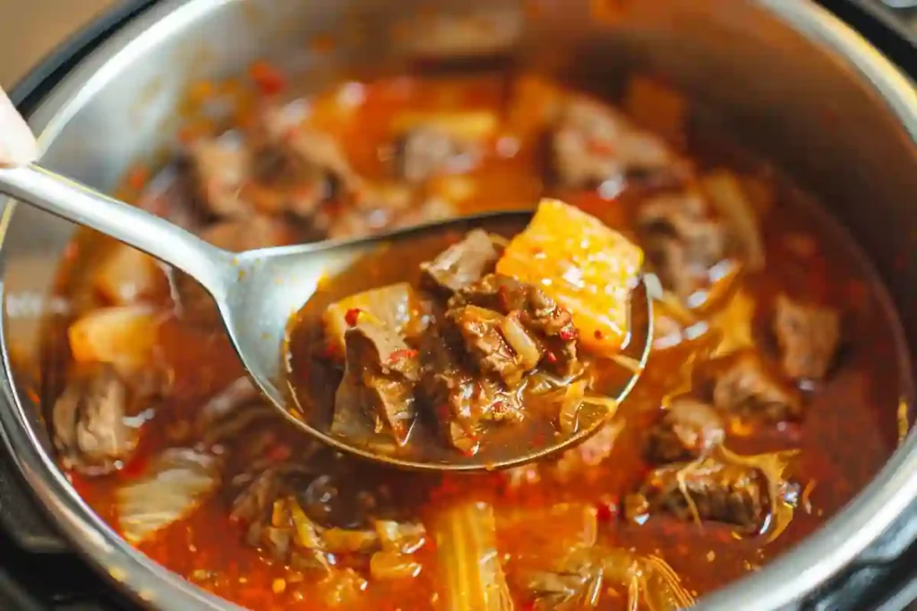 instant-pot-cooking-kimchi-jjigae