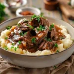 mississippi pot roast instant pot 4 ingredients over mashed potatoes