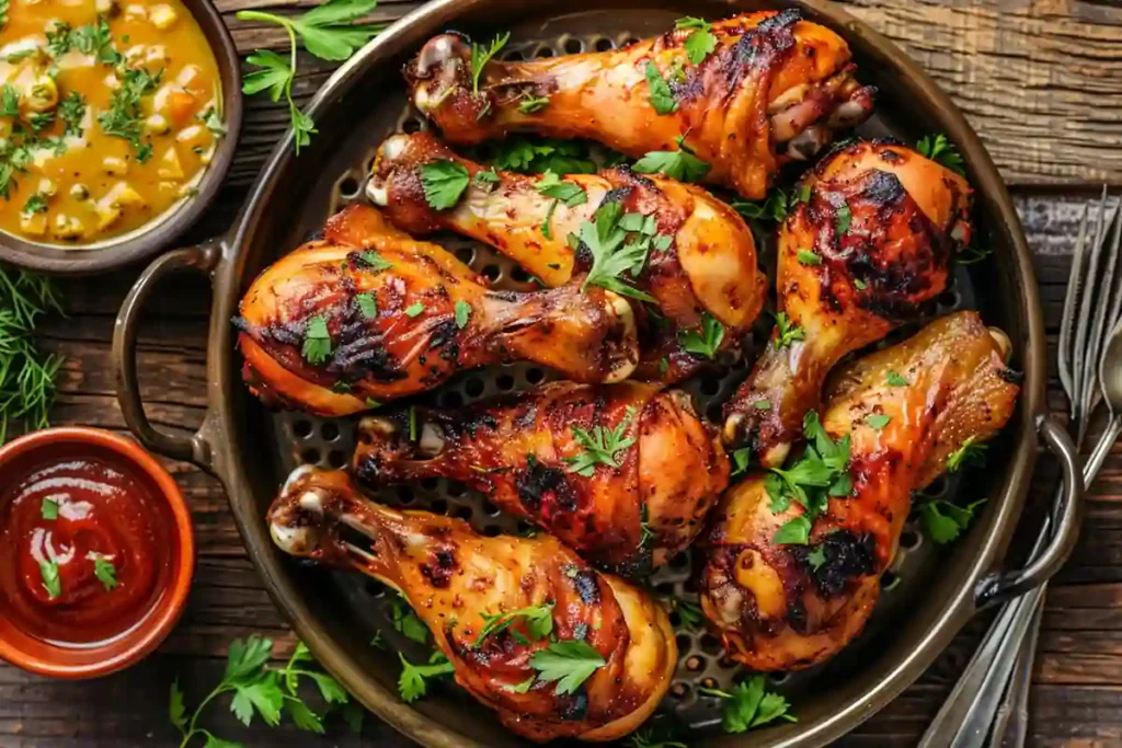 Instant Pot chicken legs recipes served with sauces