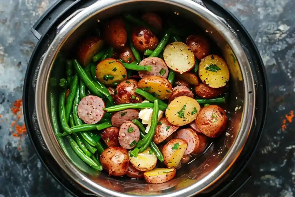 Ingredients inside the Instant Pot before cooking