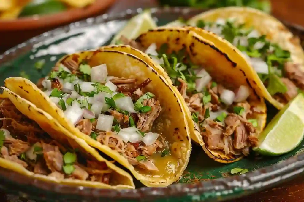 Carnitas tacos made with pressure cooked pork