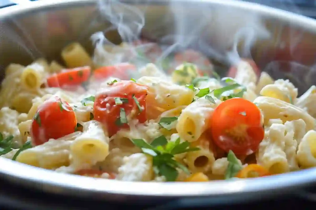 Cooked Instant Pot Feta Pasta Stirred